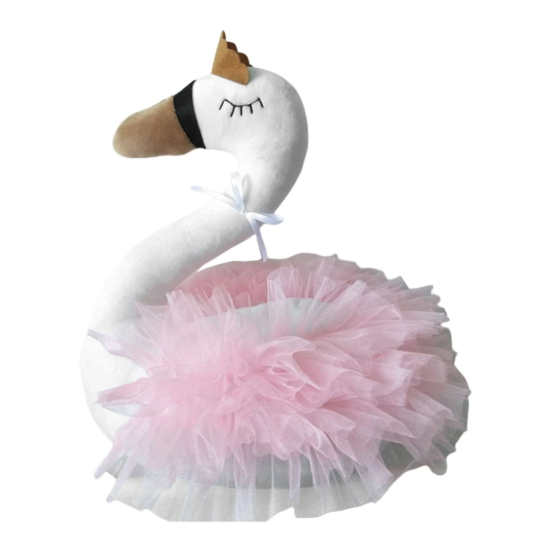 

Cute Swan Stuffed Animal Toy Soft Gauze Pillow Baby Sleeping Doll Birthday Gifts Q6PD