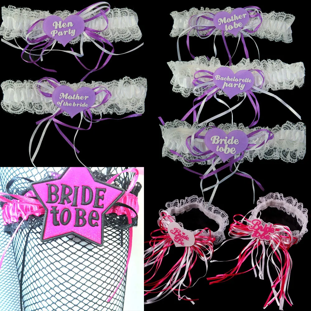 6 шт. блестящий Розовый девичник для матери невесты свадебная подвязка кружевная