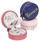 Персонализированная портативная дорожная шкатулка для хранения ювелирных изделий, круглые маленькие серьги, кольцо, помада, сумка для хранения, подарок на день рождения, свадьбу, вечеринку