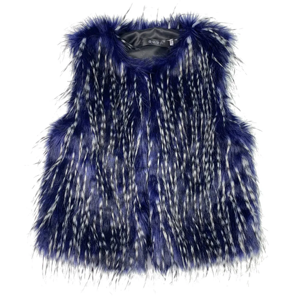 Новый модный жилет из искусственного меха синий плюшевый для маленьких