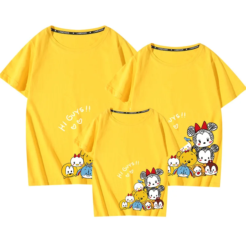 

Tees Women T Shirt Mouse Print T-shirt Casual White Short Sleeve Baby Girls Tops Summer Brand Family Matching Clothes