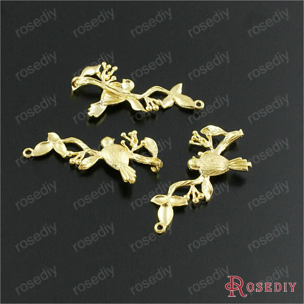 (D588)6 шт. 30*15 мм Высокое качество цвета шампанского позолоченные латунные ветви