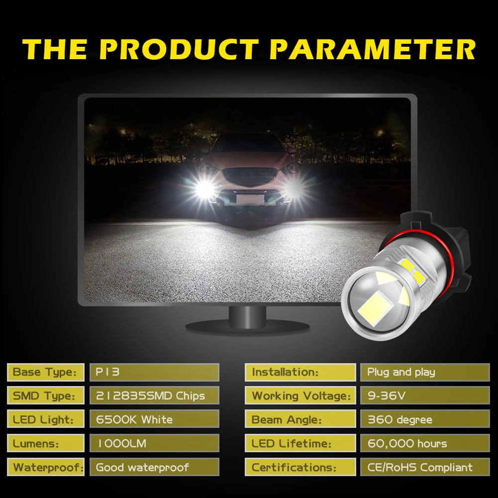 Светодиодсветодиодный дневные ходовые огни Canbus P13W белые без ошибок 2 шт. для Mazda CX5
