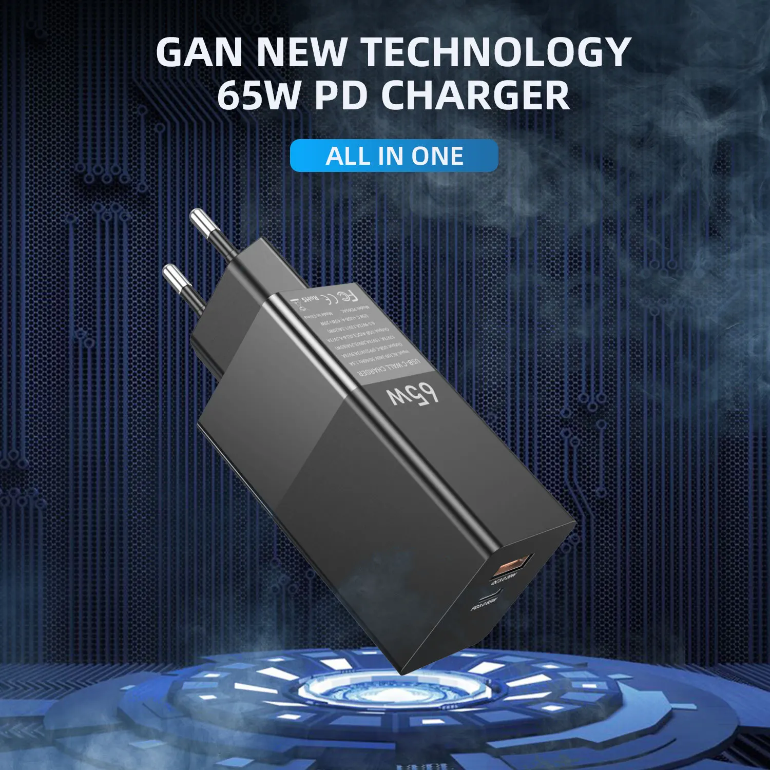 65 w gallium nitride charger uefa rules gan head mobile notebook qc super fast charging source adapter free global shipping