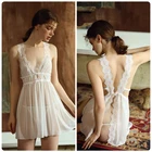 Ночная рубашка женская кружевная, с V-образным вырезом и открытой спиной