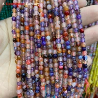 faceted beads fire dragon veins agate natural stone chalcedony jewelry making diy bracelets round loose jades 15inch 4 5mm