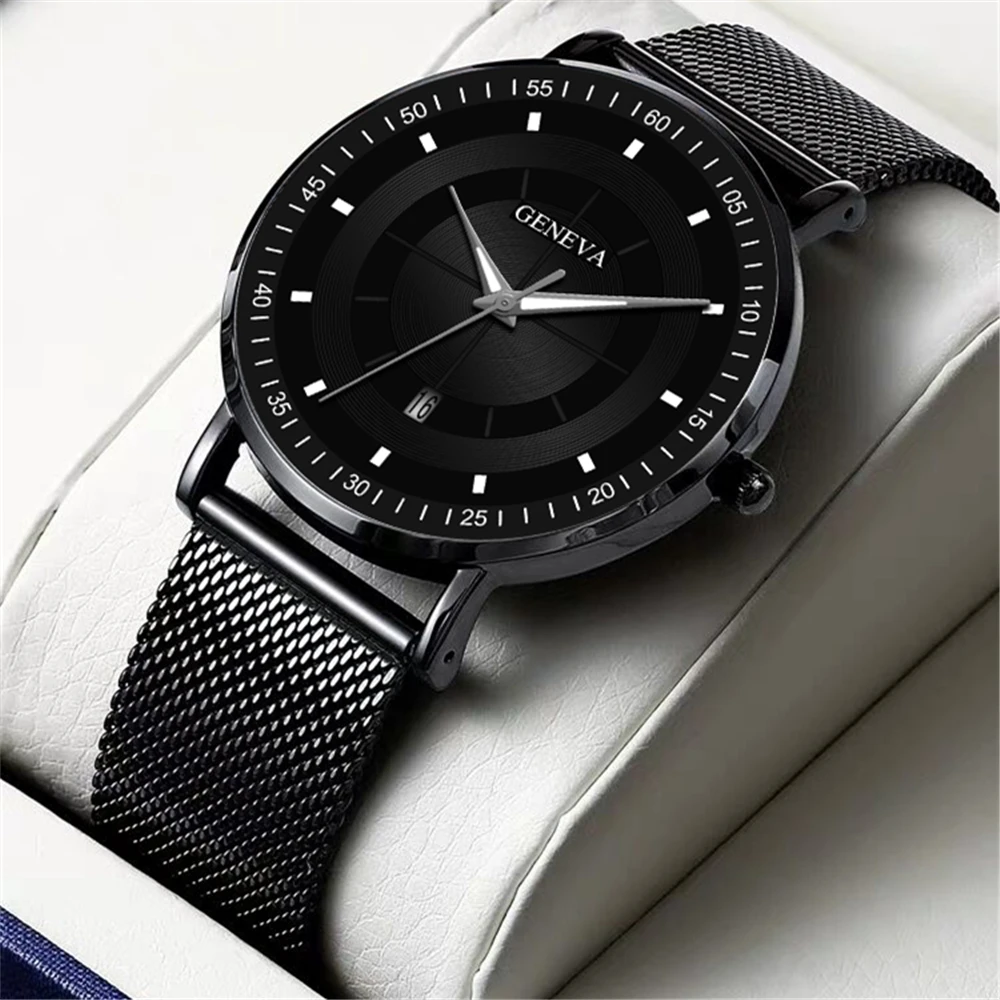 

Men's Simple Fashion Luminous Alloy Mesh Single Calendar Watch Quasi Quartz Watch 2021 Fashion Men's Business Simple Watch