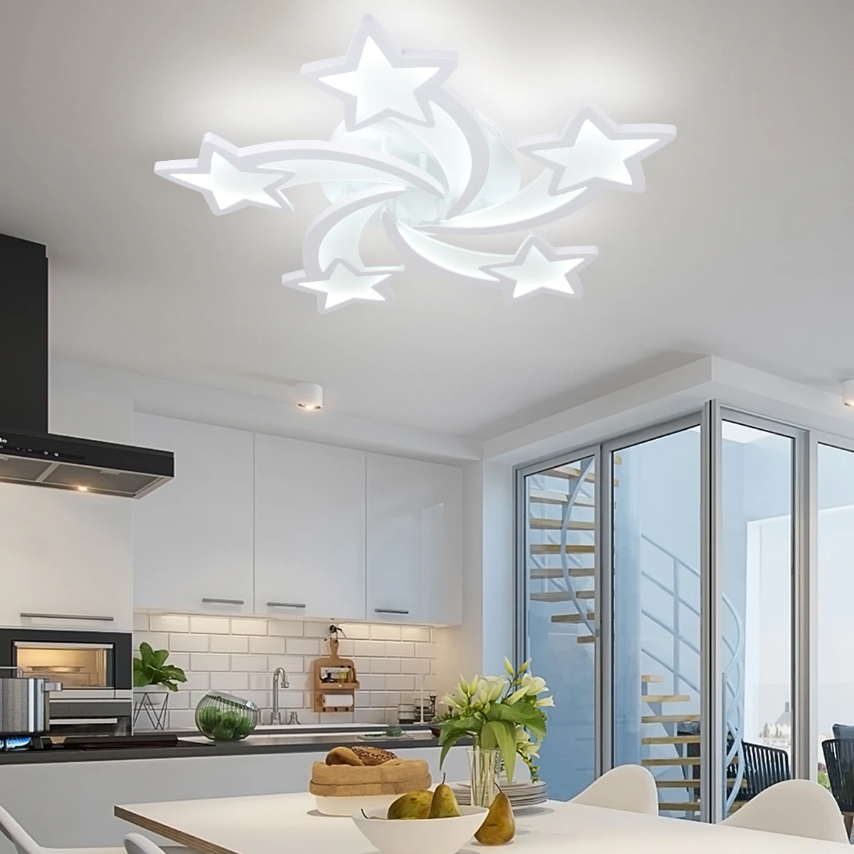 

Creative LED Ceiling Light, Flush Mount Lighting Fixtures with Star Shape, 60W Modern Ceiling Lamp Non Dimmable for Bedroom