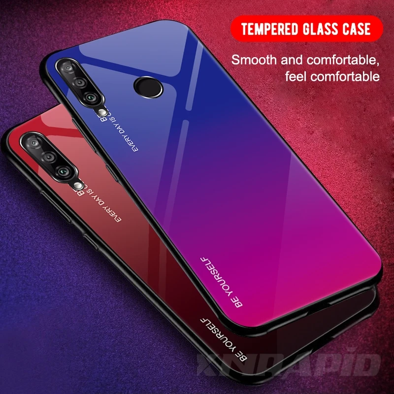 Градиентный чехол из закаленного стекла для Honor 9X, Премиум чехол, силиконовая рамка, жесткая стеклянная задняя крышка для huawei Honor 9X Global чехол