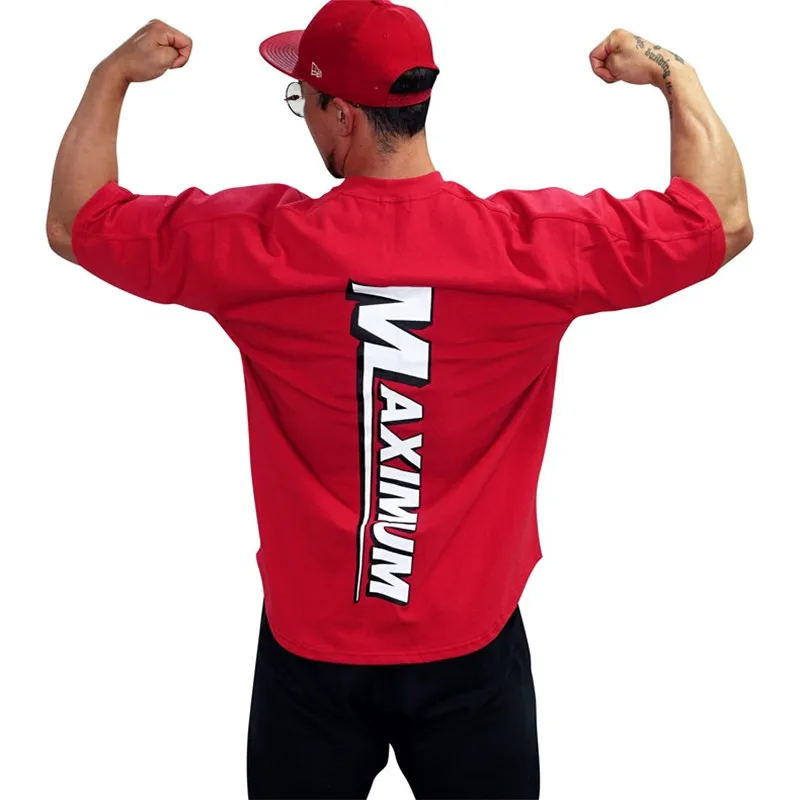 Модная хлопковая футболка с коротким рукавом мужские футболки для фитнеса