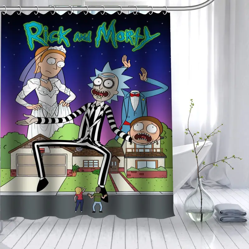 Rick And Morty занавеска для душа 3D Водонепроницаемая полиэфирная ткань для ванной занавес с высоким разрешением 12 крючков для ванной комнаты