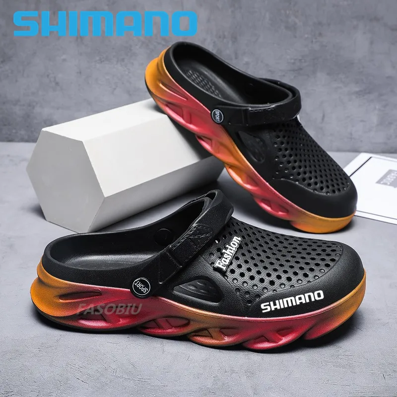 

Шлепанцы Shimano мужские для рыбалки, резиновые сандалии, дышащие, плоская подошва, летняя модная обувь для сада, 2021