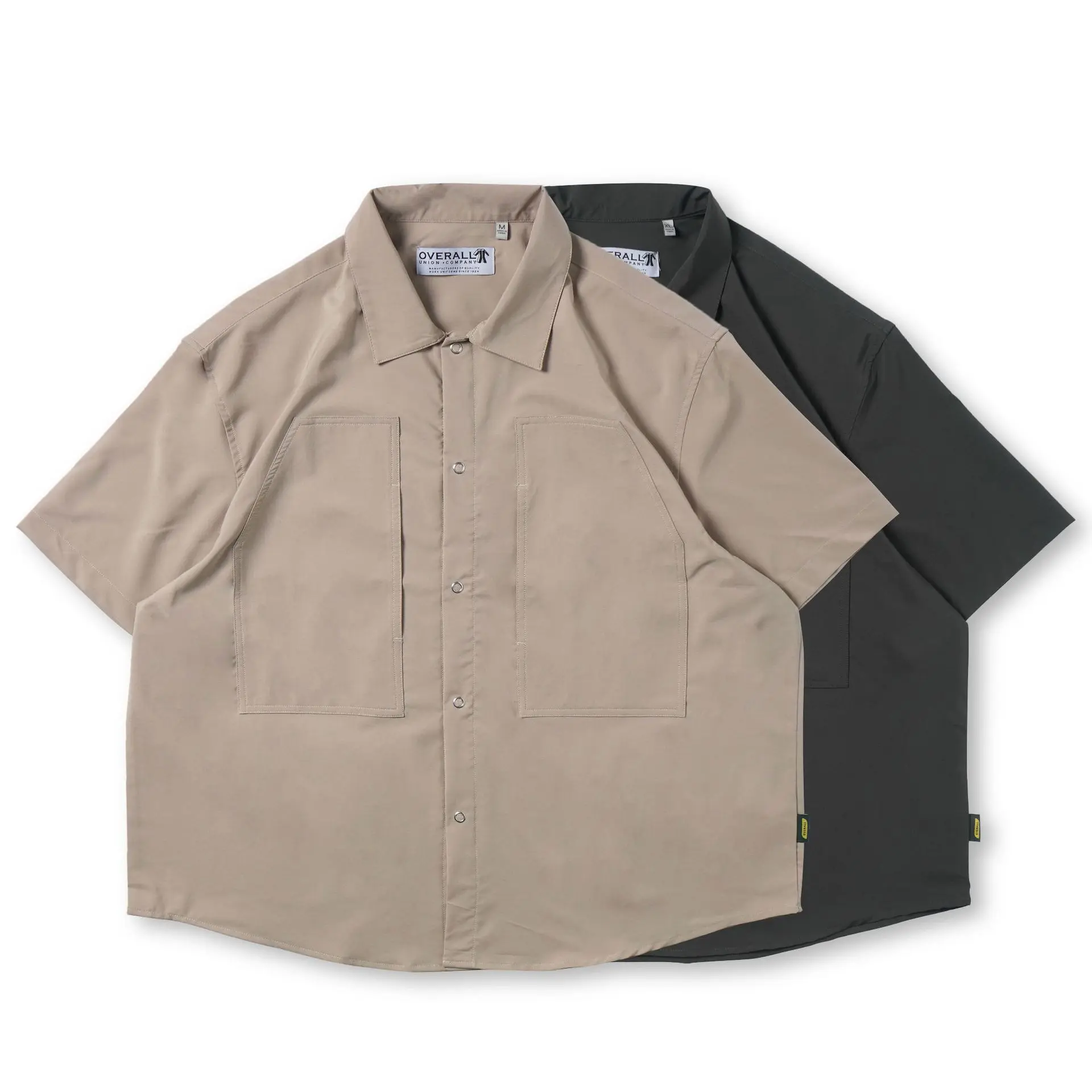 

Men's clothing 2021 spring and summer new national fashion casual loose solid color Lapel short sleeve shirt 334