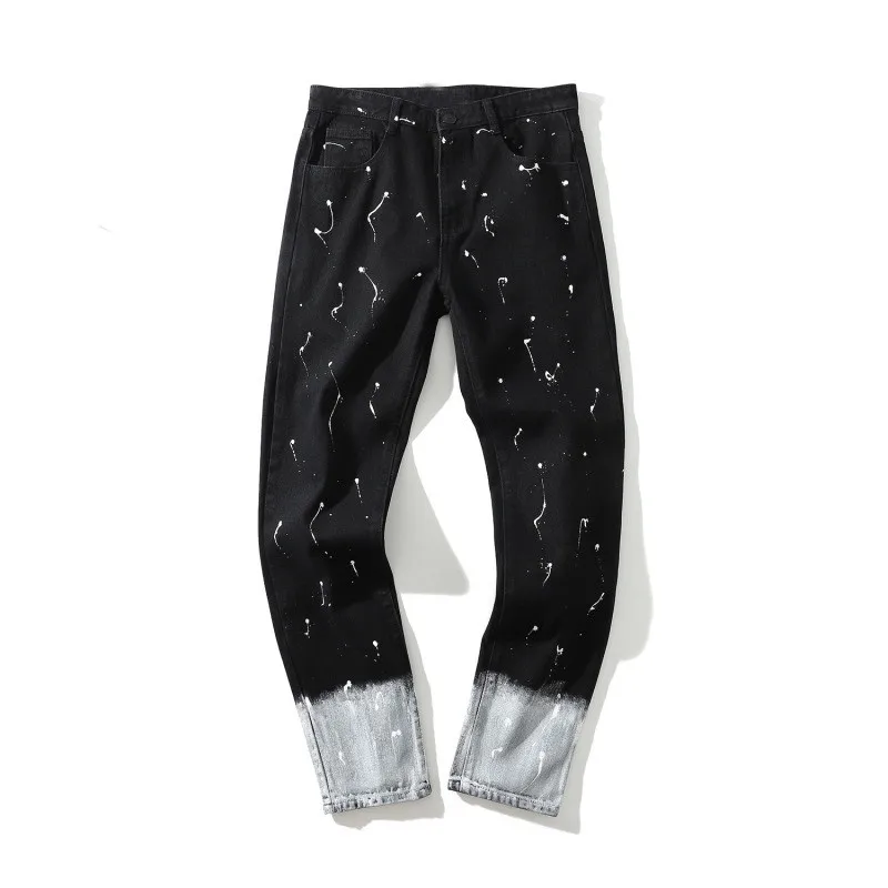 Джинсы Idopy мужские с рисунком модные прямые штаны из денима чернильным брызговым