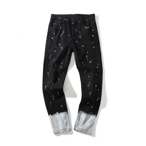 Джинсы Idopy мужские с рисунком, модные прямые штаны из денима с чернильным брызговым покрытием, уличная одежда