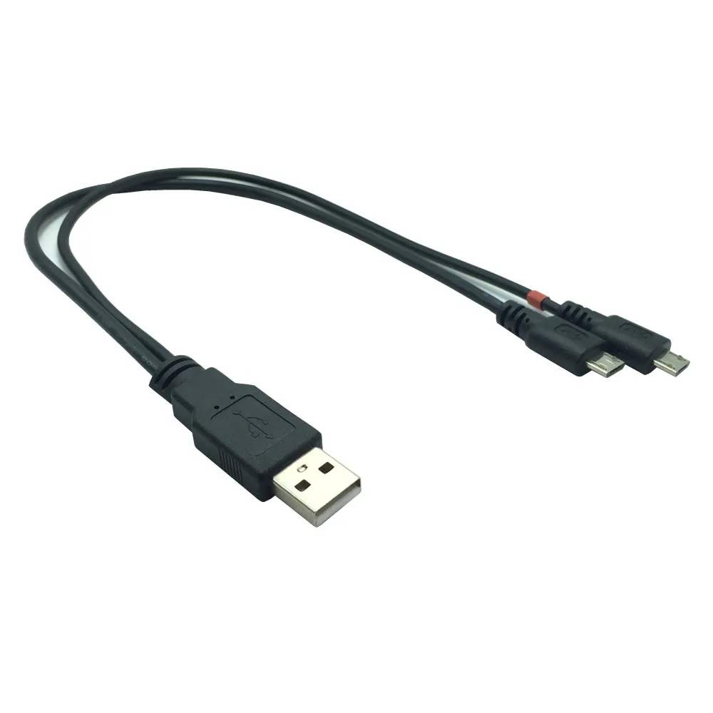 

USB 2.0 A to Dual Micro B Power Enhancer Cable Micro USB 2 in 1 Charging 0.3m V8 Cable for Samsung Xiaomi Redmi Note 4 5 Android