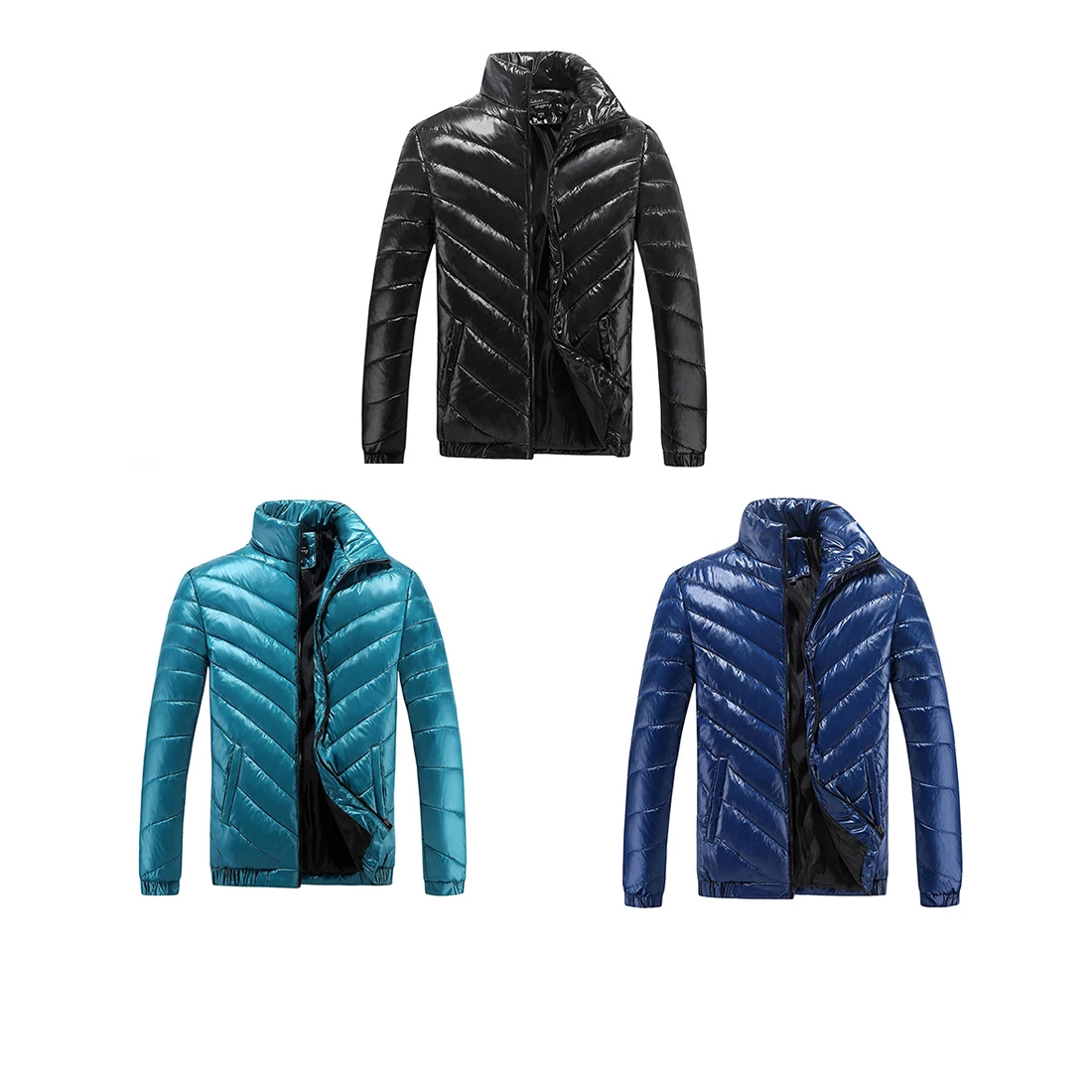 

Men Winter High Collar Anti-wind Warm Down Coat Pure Color Cotton Jacket