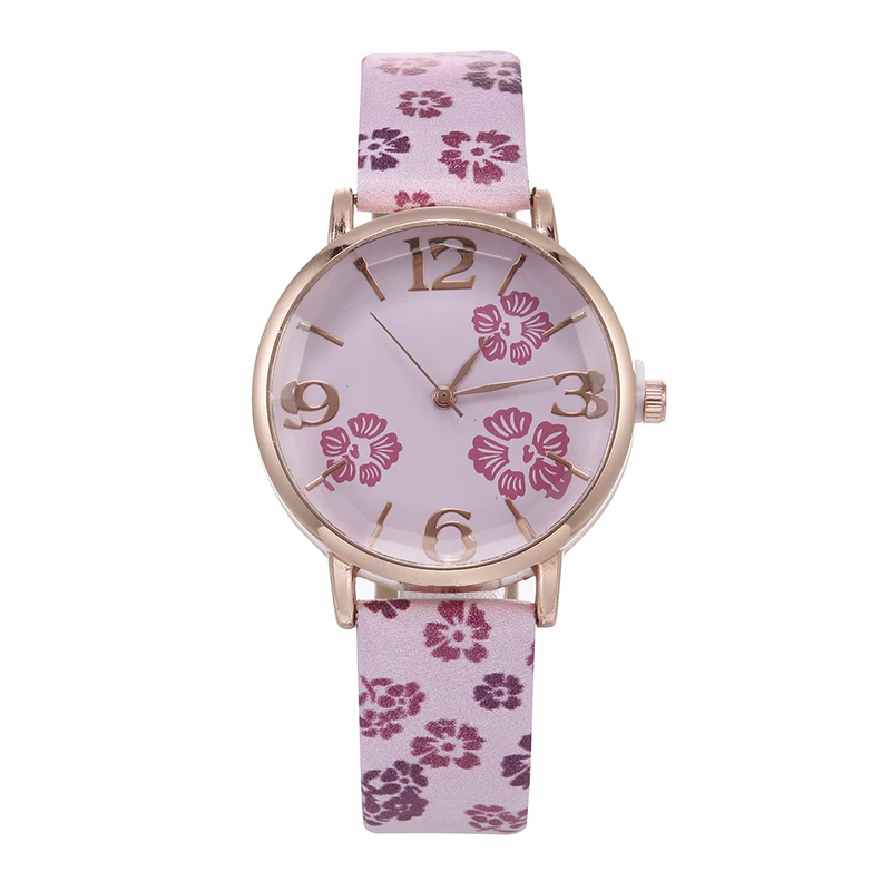 2020 Fashion Casual Floral Clover Pattern wrist watch for women stylish luxury leather strap ladies female watches reloj mujer