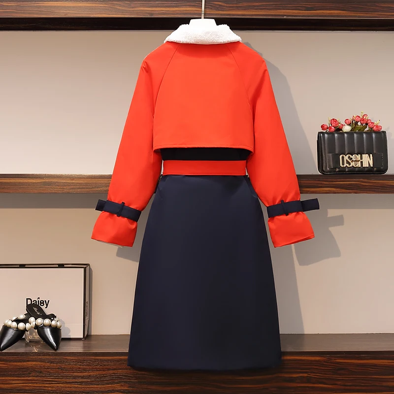 EHQAXIN Womens Clothing Cotton-Padded Jacket Winter Warmth Plus Velvet Thickening Long Lace-Up Windbreaker Coats L-4XL