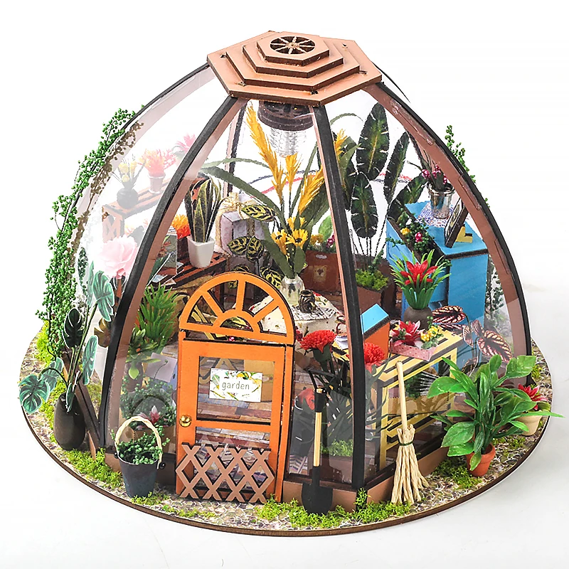 

Sale Wooden Dollhouse Miniature Furniture With LED Kits Starry Sky Flower Room Doll Houses DIY Assemble Toys Child Birthday Gift
