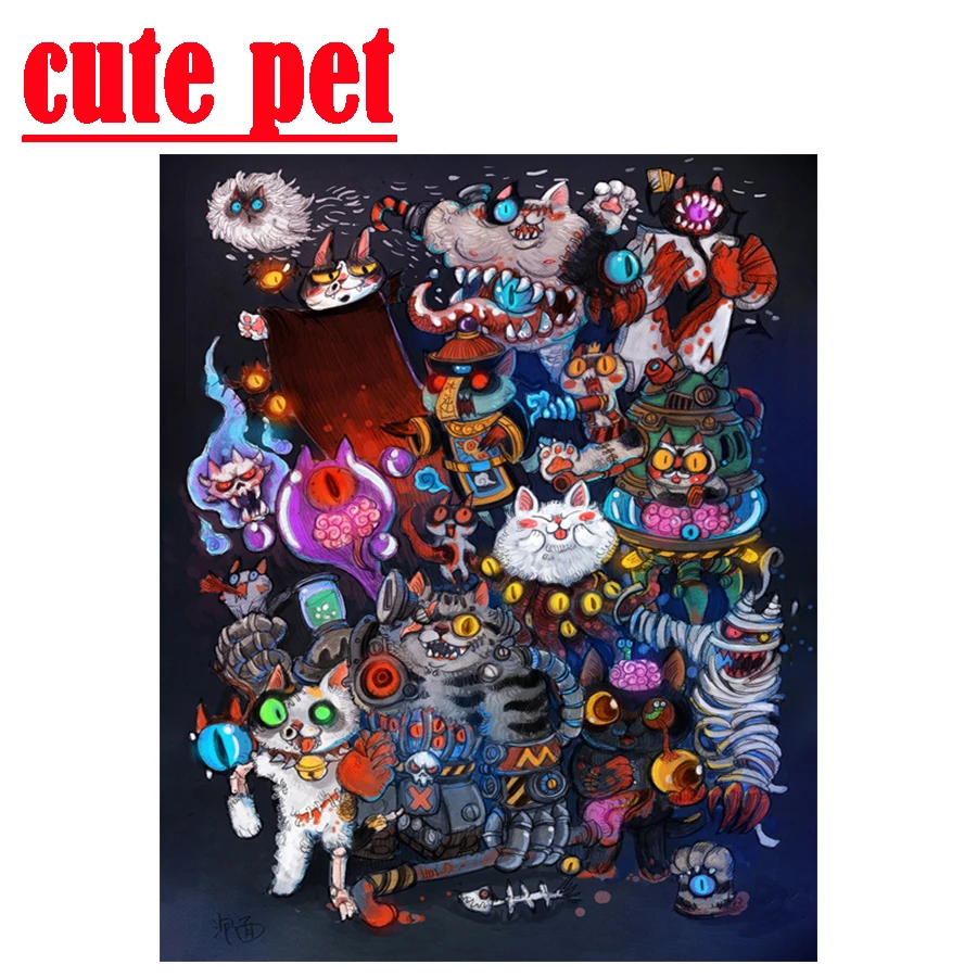 

Мозаика для Хэллоуина, вечевечерние НКИ, «сделай сам», декоративная живопись, картина 5d из страз, квадратная вышивка, круглая Алмазная вышив...