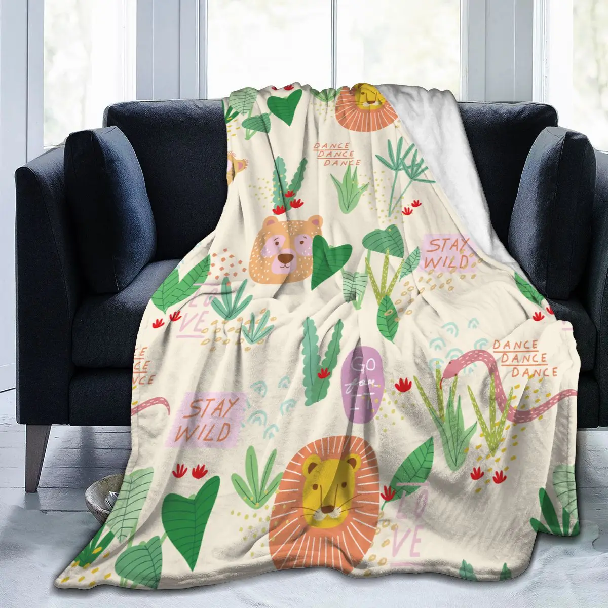 

Фланелевое Одеяло с милыми животными из джунглей, ультра-мягкое Флисовое одеяло из микрофлиса, одеяло для халата, дивана, кровати, путешеств...