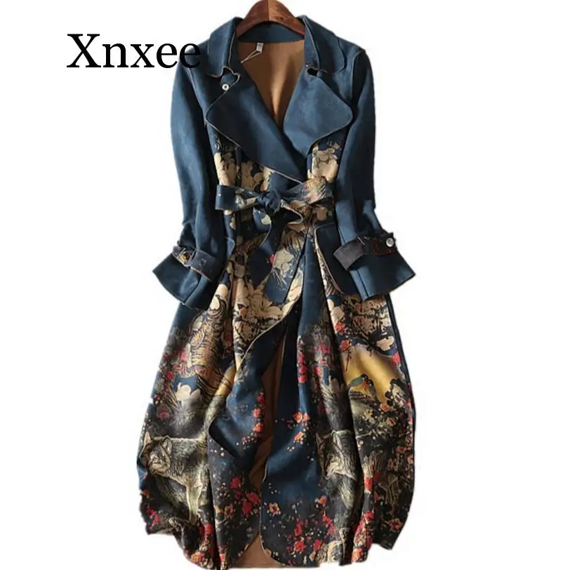 

Autumn and winter suede long-sleeved Trench Coat Women plus size