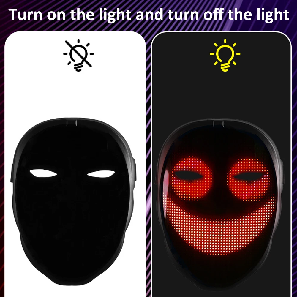 Неоновая светодиодная светящаяся Маска для карнавала фестиваля сменная маска