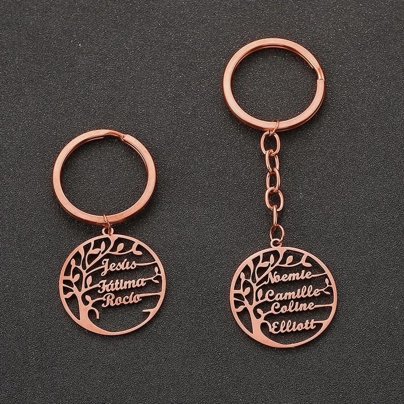 Персонализированные Древо жизни пользовательское имя брелок Нержавеющая сталь