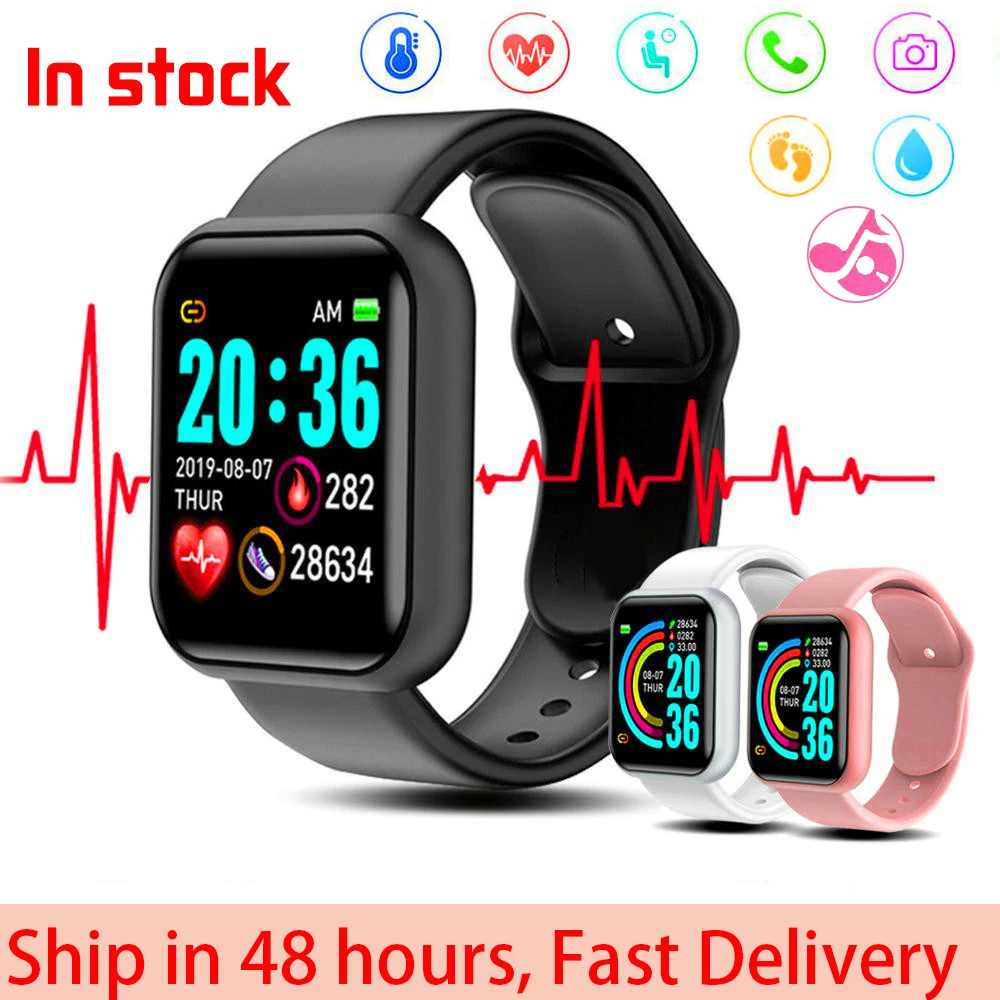 

Y68 Digital Smart sport watch Women watch digital led electronic wristwatch Bluetooth fitness wristwatch Men kids hours hodinky