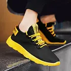 Кроссовки размера плюс мужские легкие, спортивная обувь для бега, GMB-0452 для воркаута, черные, желтые, лето