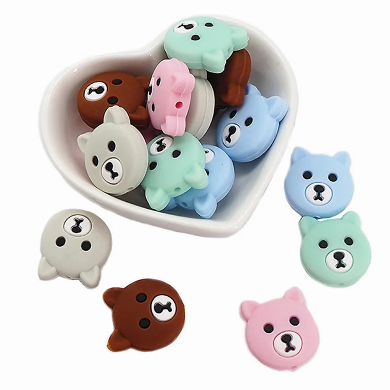 Chenkai-Cuentas de silicona para morder, juguetes de lactancia para beb&eacute;, chupete, accesorios de cadena, sin BPA, 10 Uds.-1