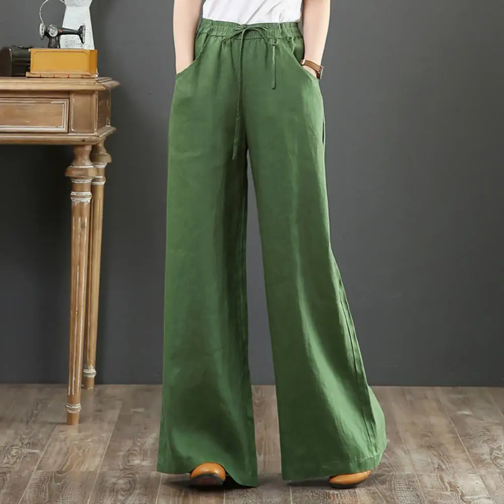 

Women Pants Vintage Causals Cotton Linen High Waist Pants Mopping Straight Trousers with Pockets,Solid Color hot sales 2021