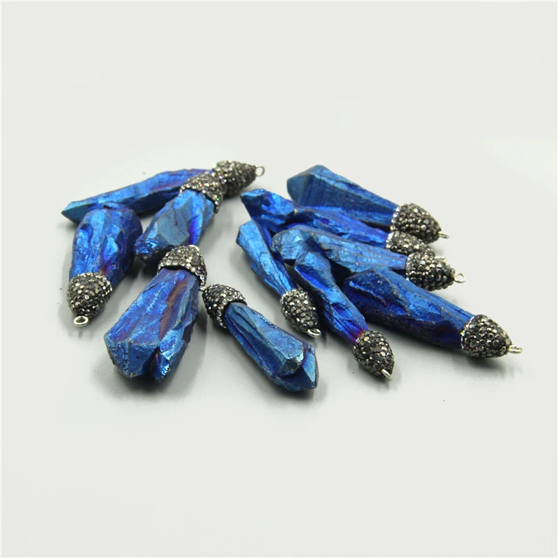 

Blue Natural Stone Pendant Necklace For Jewelry Making Pendant Rhinestones Cap Stock DIY Jewelry Making Women/Men Christmas Gift