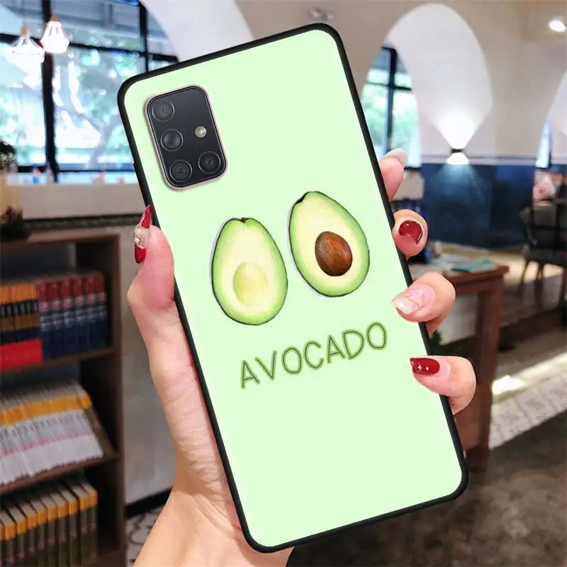 

Phone Cover For Samsung Galaxy A51 A71 A21S A31 A41 A11 A01 Black Soft Smartphone Case Cute Avocado Food