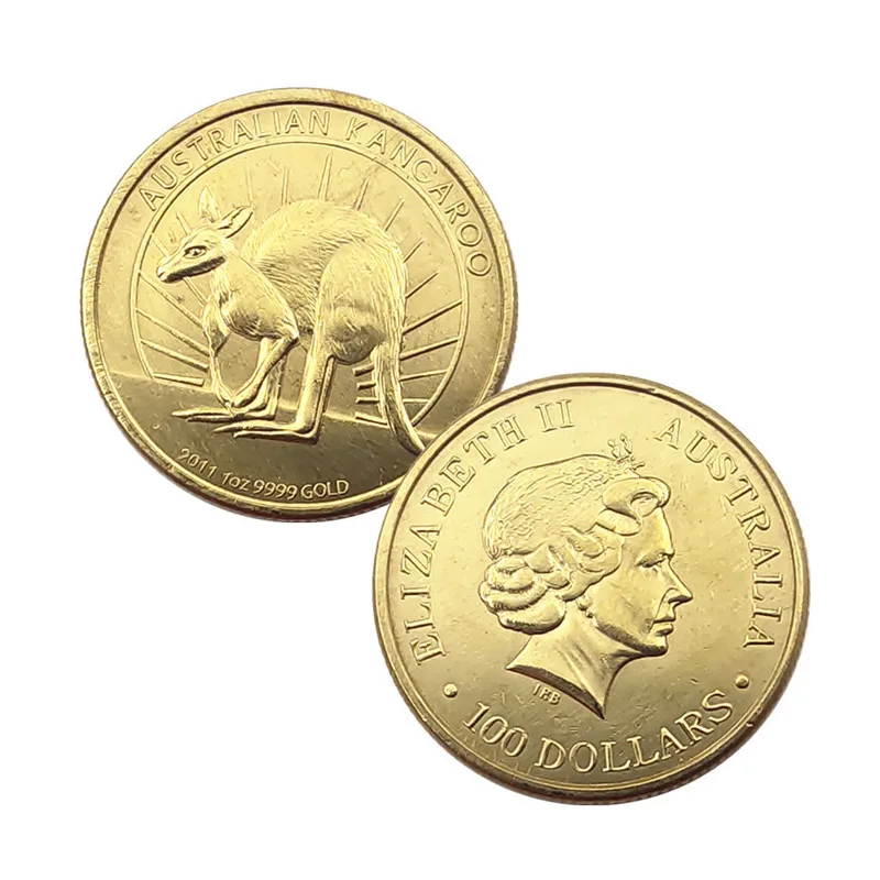 

2 styles Australia kangaroo pattern commemorative coin round double-sided home decoration golden silver challenge coin mexico