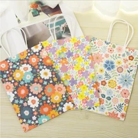 30pcs floral paper bag 21x15x8cm holiday wedding birthday gift handle storage small shopping bag wholesale
