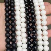 natural black white agates beads dull polish matte onyx agates round loose beads for jewelry making diy bracelets 15 wholesale