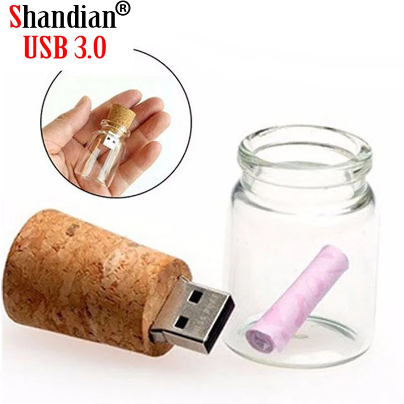 SHANDIAN USB 3 0 бутылка для дрифтинга usb с деревянной коробкой бутылочка желаний пробка