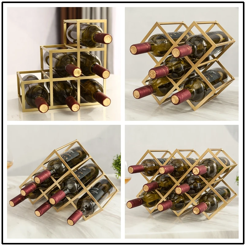 CF3 Simple Diamond Wine Rack Display Lattice Cabinet Metal Customized Red Creative | Мебель