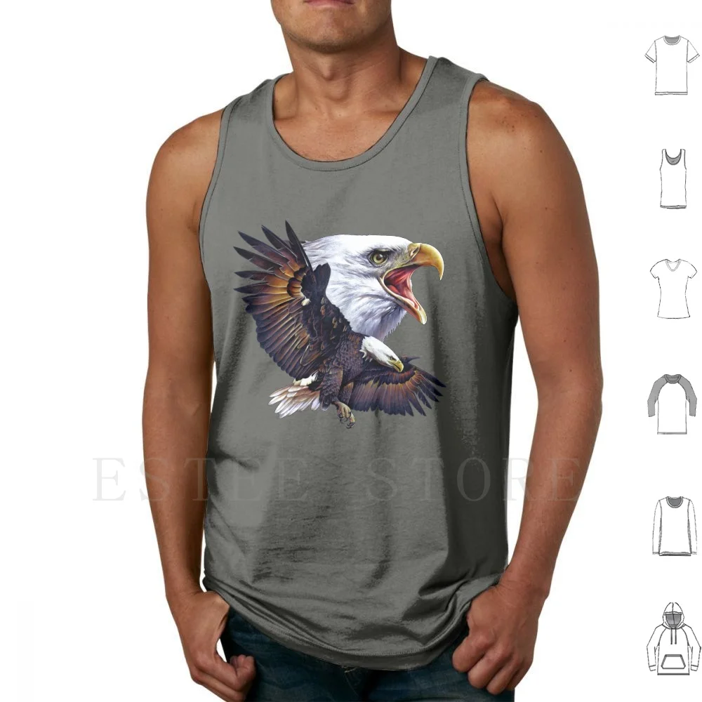 Bald Eagle Tank Tops Vest Sleeveless Eagle Bird Realistic Bald Eagle America Wildlife Colored Pencil Usa Us Claws American