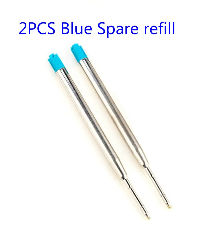 2PCS Blue Refill Практичные тактические ручки EDC алюминиевый стеклянный выключатель Самозащита тактическая ручка выживания многофункциональный походный инструмент для письма - Цвет: 2PCS Blue Refill