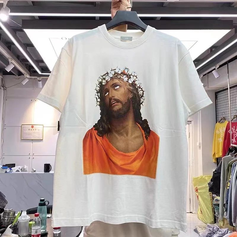 

Jesus, the cult figure, the print, the High Street, the matching T-shirt, the loose man