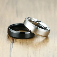 fashion stainless steel simple men ring jewelry 6mm black ring accessories silver color finger ring for man