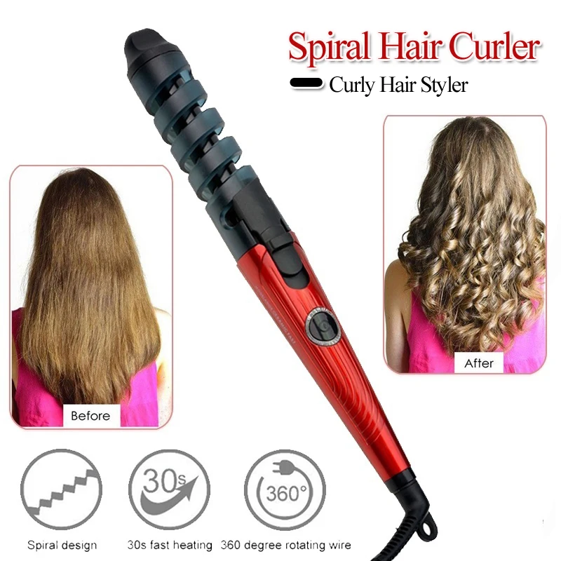 

Professional Hair Curler Spiral Curling Iron Fast Heating Curling Wand Electric Hair Styler Styling Tool for Women