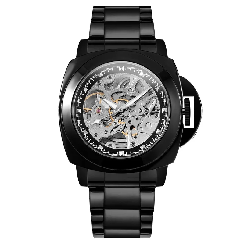 Модные Роскошные брендовые механические часы со скелетом мужские