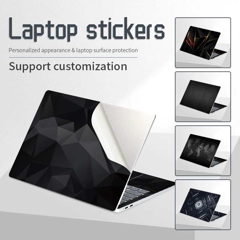 DIY Laptop Stickers Skin Notebook Film Vinyl Sticker Black Geometry Cover Decorate Decal 12"13.3"14"15.6"17" for HP/Macbook/Acer