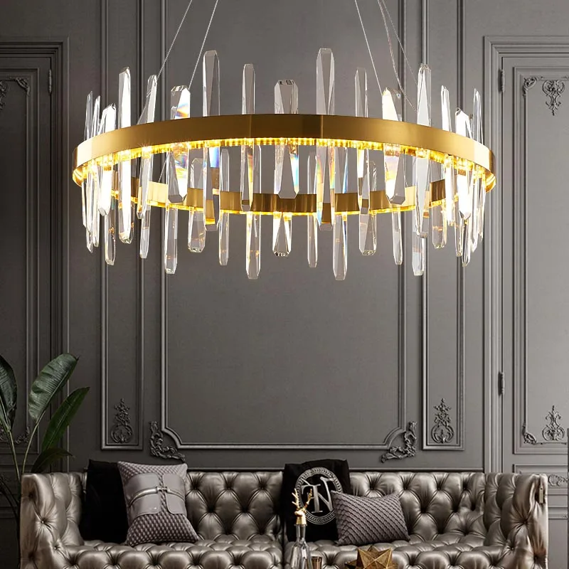 FSS Modern Crystal Chandelier Light Luxury Living Room Nordic Simple Dining Room Bedroom  LED Round Chandelier Lighting