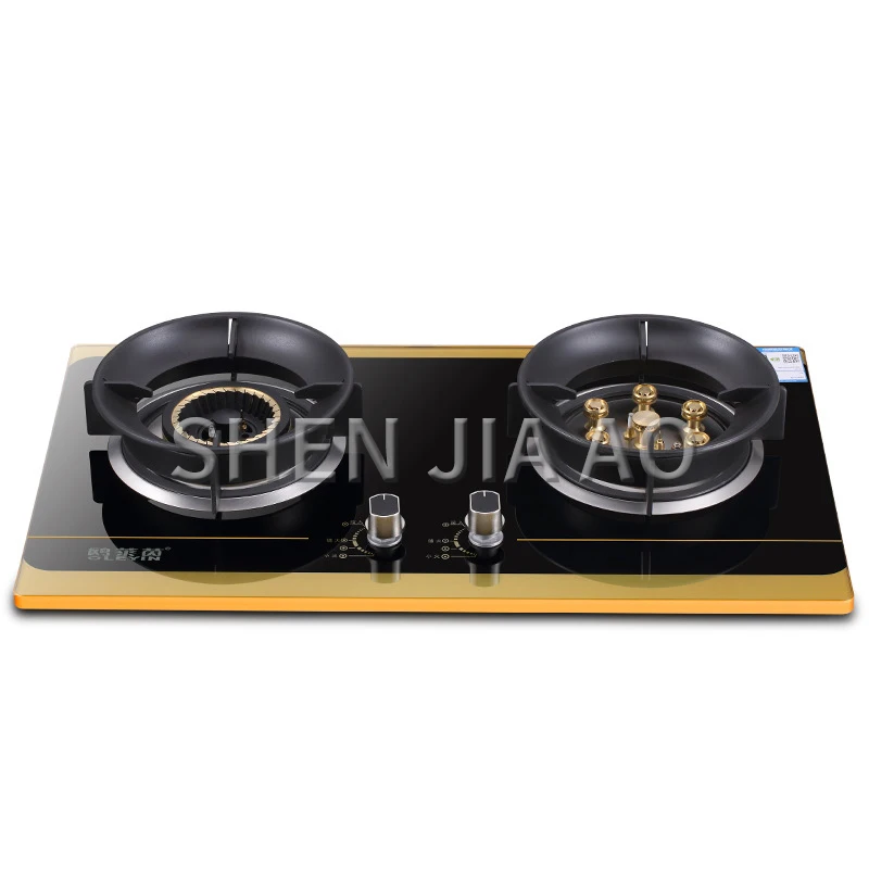 Встроенная газовая плита стол из закаленного стекла с двойной горелкой кухонная