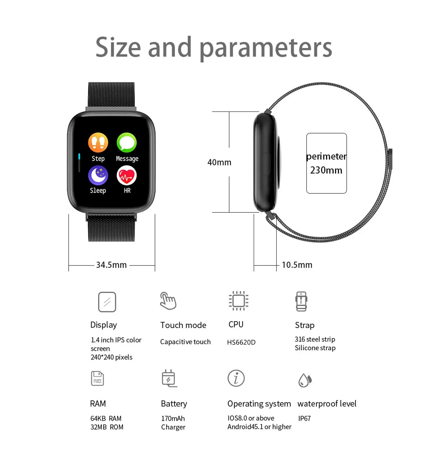 

2021 New P6 Smart Watch Women Men pk P68 P70 1.4 Inch Full Touch Screen Smartwatch Heart Rate Monitor Fitness Tracker Watch